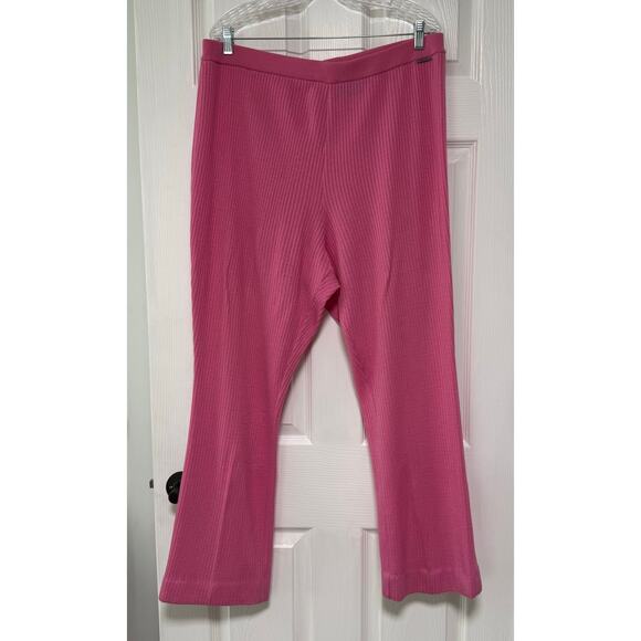 Geiger Collection Women's Pink Wool Knit Ribbed Pull On Pants Austria Size 50 - Picture 1 of 14
